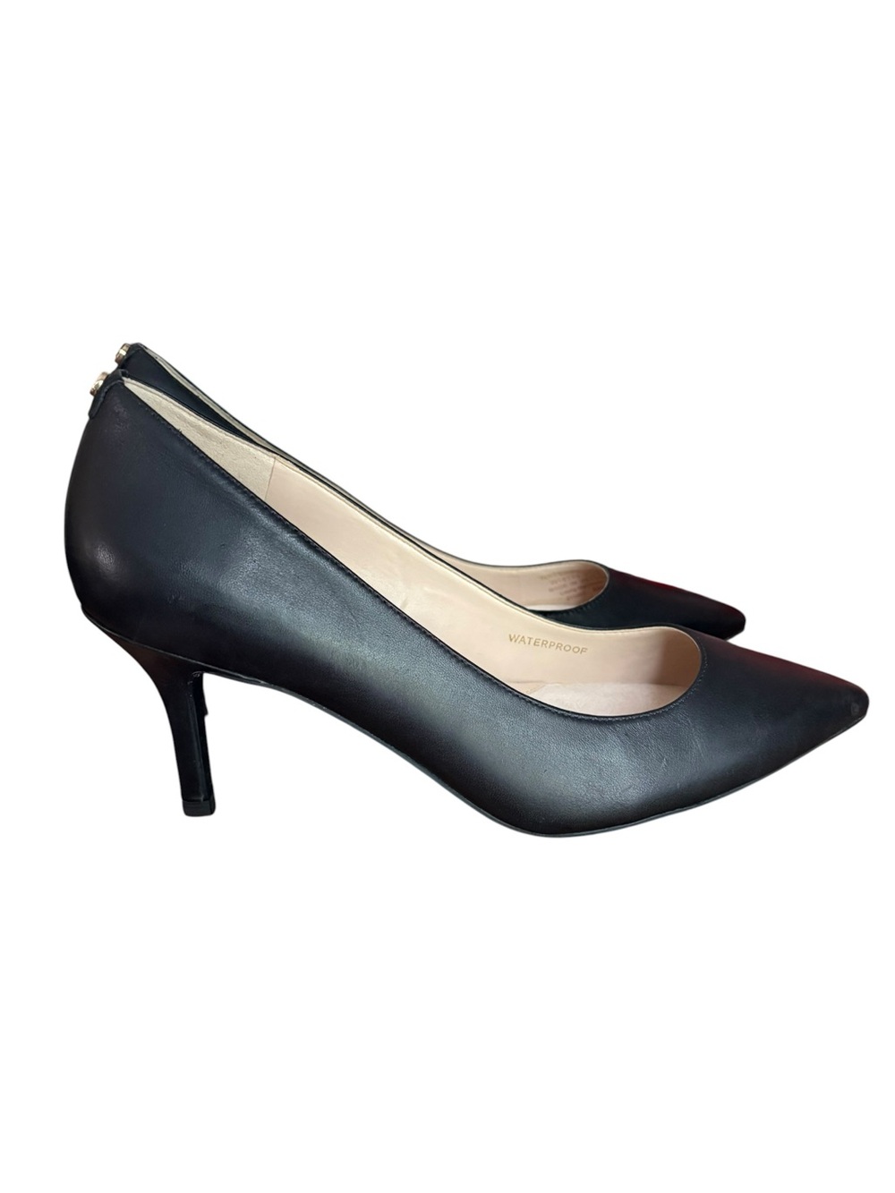 Cole Haan Go To Collection Pointed Toe Pump Leather Black Waterproof Sz 7.5